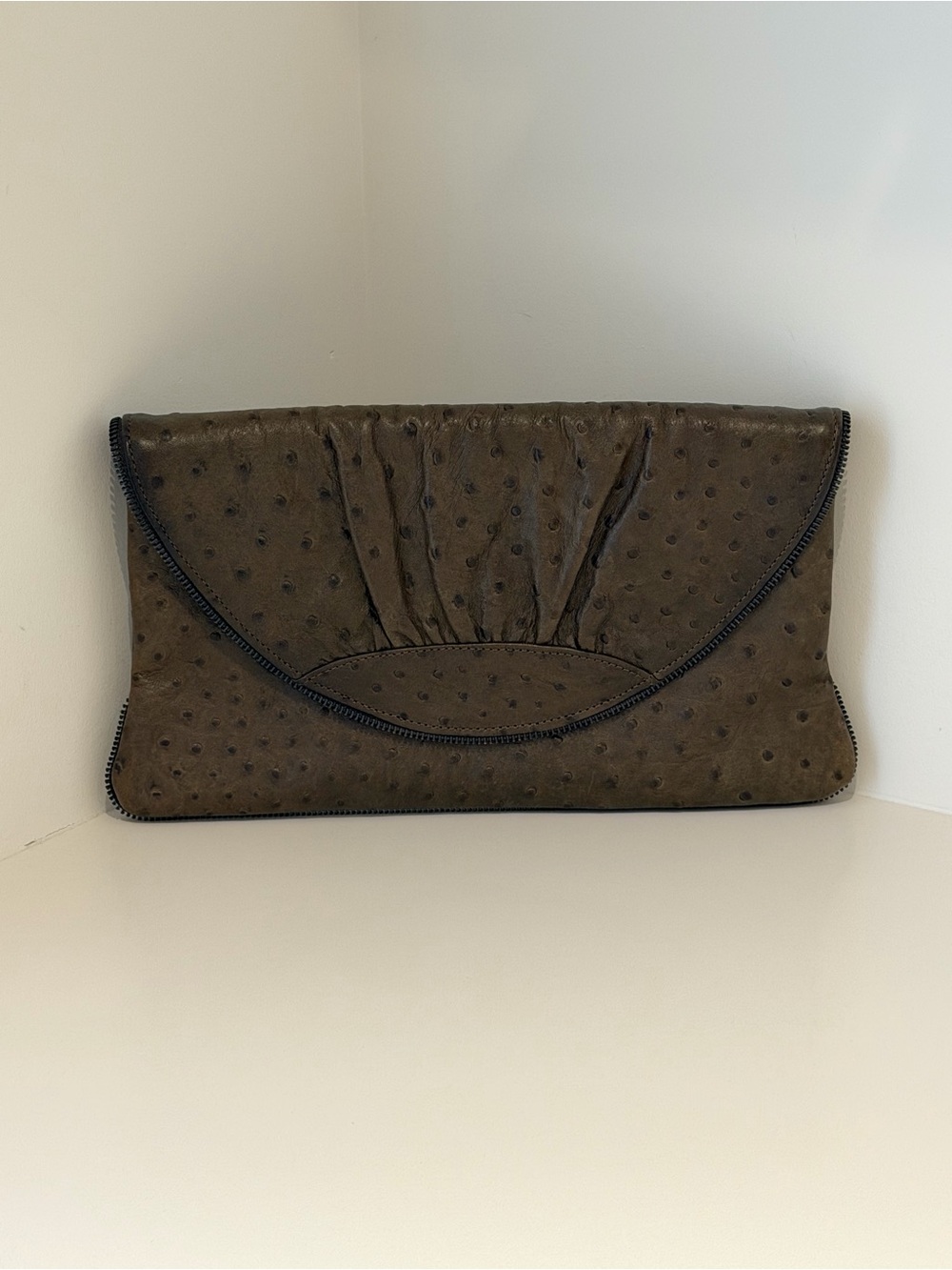 Rebecca Minkoff Olive Ostrich-Texture Envelope Clutch